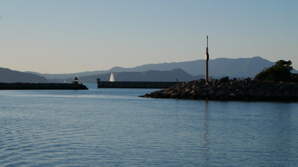 View looking out the breakwater into San Fransisco Bay
