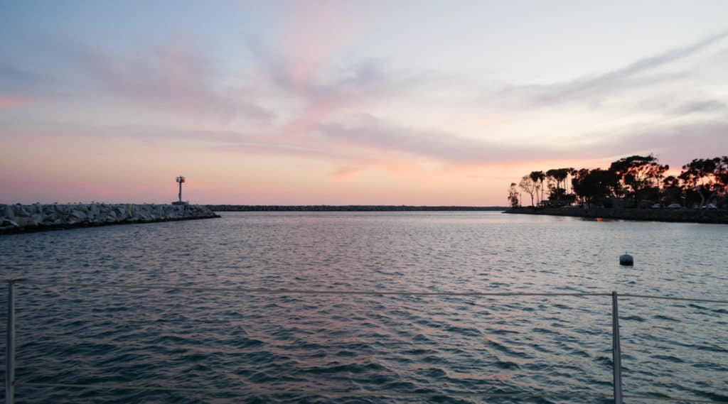 Dana Point, California anchorage at sunset 