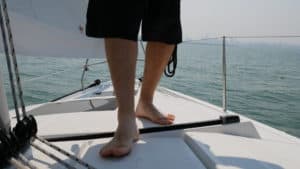 Matt feet on boat deck